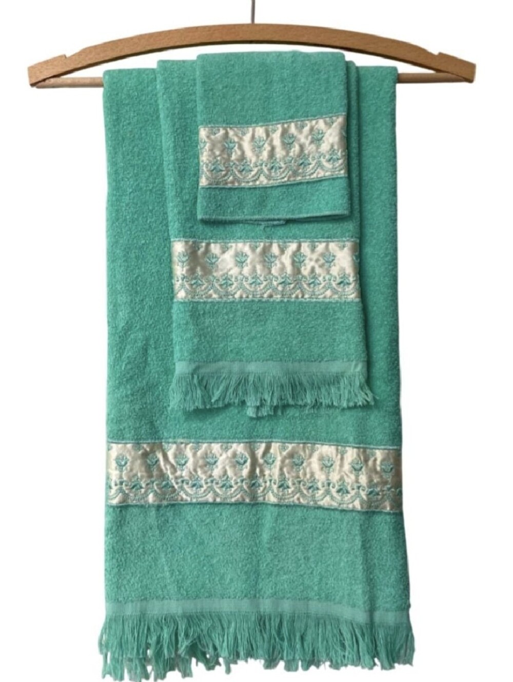VTG MC Seafoam Green Bath Towel Set Bath Towel Washcloth Hand Towel Retro